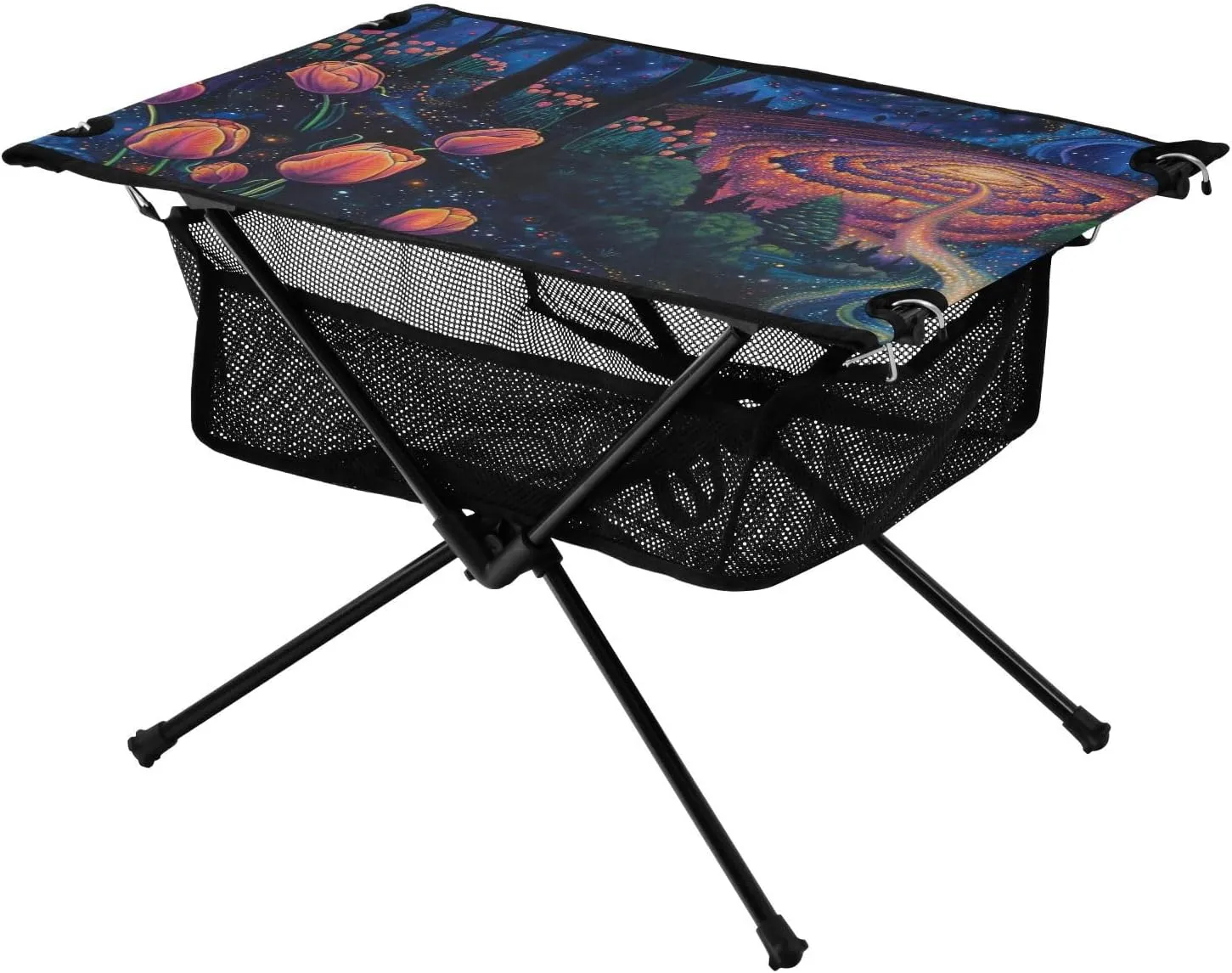Folding Camping Table Secret Garden Adjustable Camping Table with Storage for Hiking Picnic Vacation