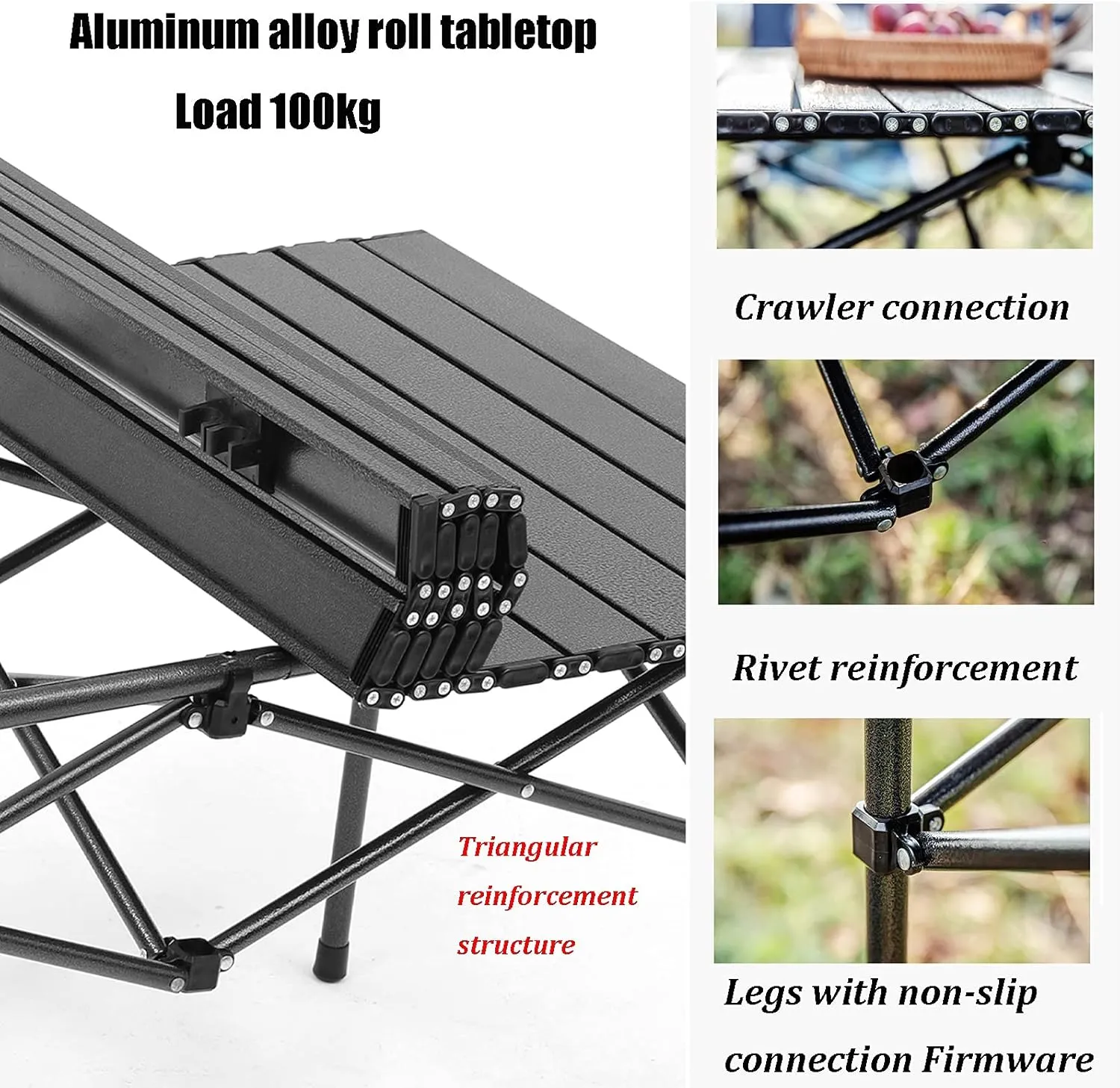 Folding Camping Table Set of with Chairs, Aluminum Alloy Roll Folding Outdoor Picnic Table, Lightweight and Easy to Store
