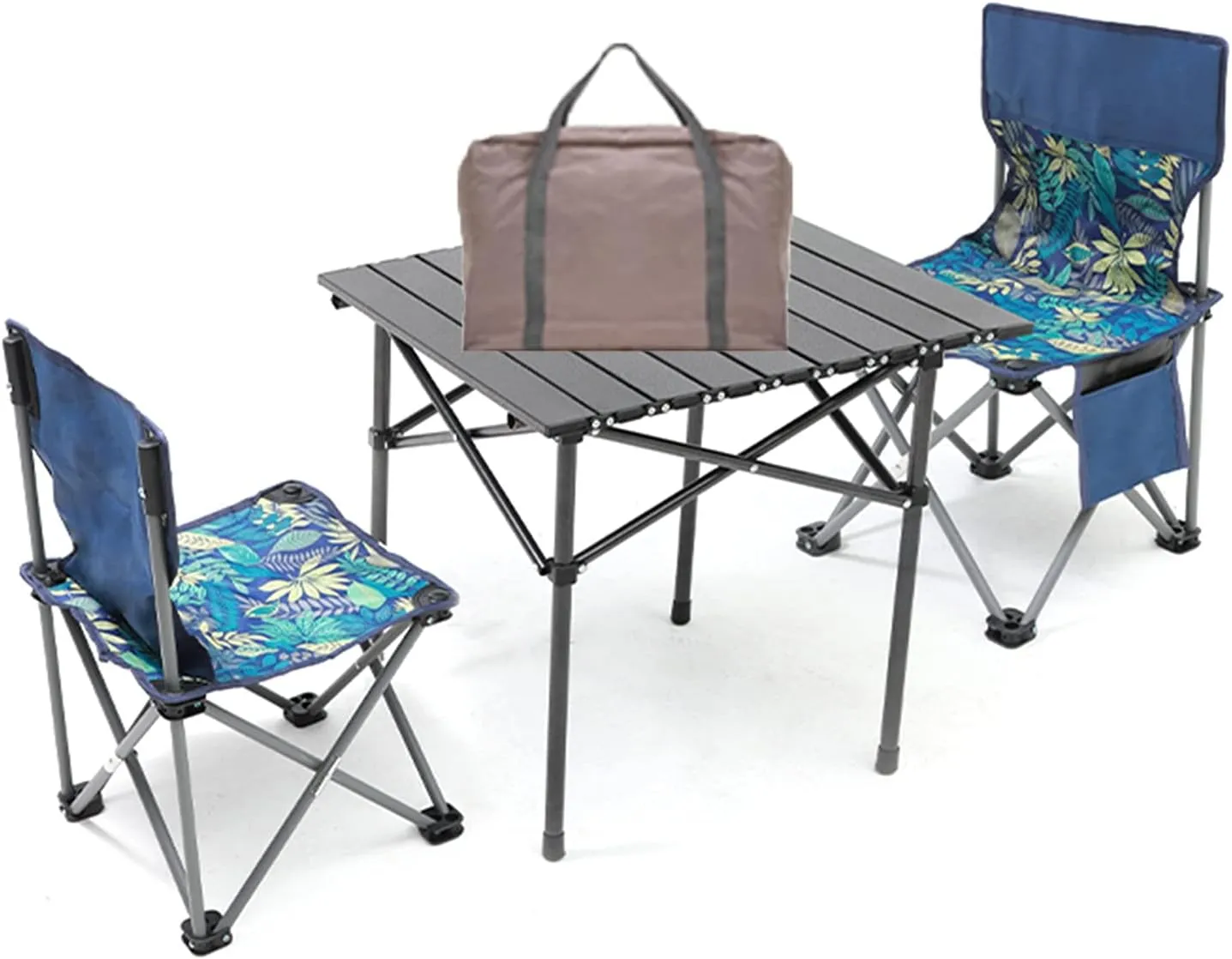 Folding Camping Table Set of with Chairs, Aluminum Alloy Roll Folding Outdoor Picnic Table, Lightweight and Easy to Store