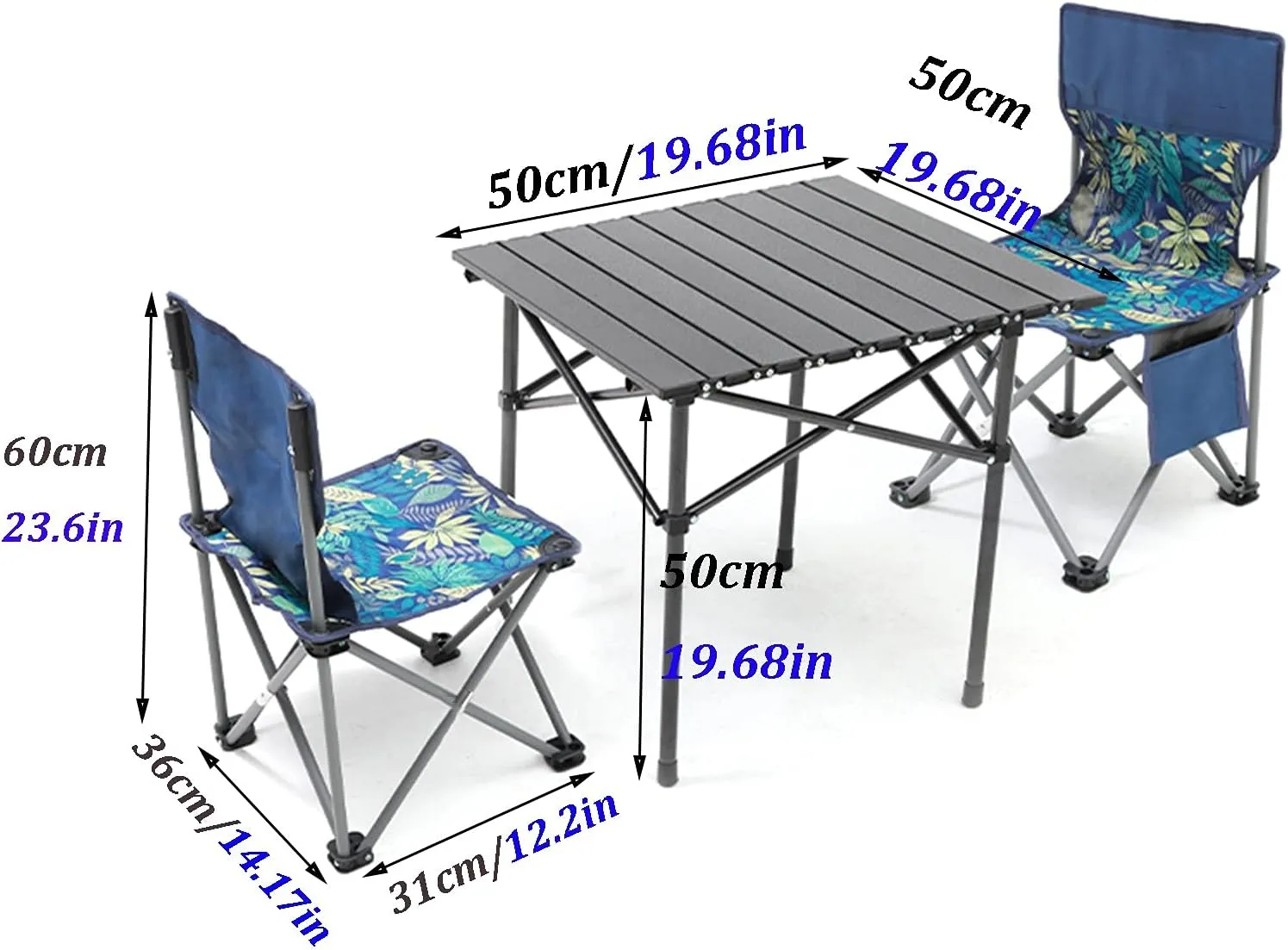 Folding Camping Table Set of with Chairs, Aluminum Alloy Roll Folding Outdoor Picnic Table, Lightweight and Easy to Store