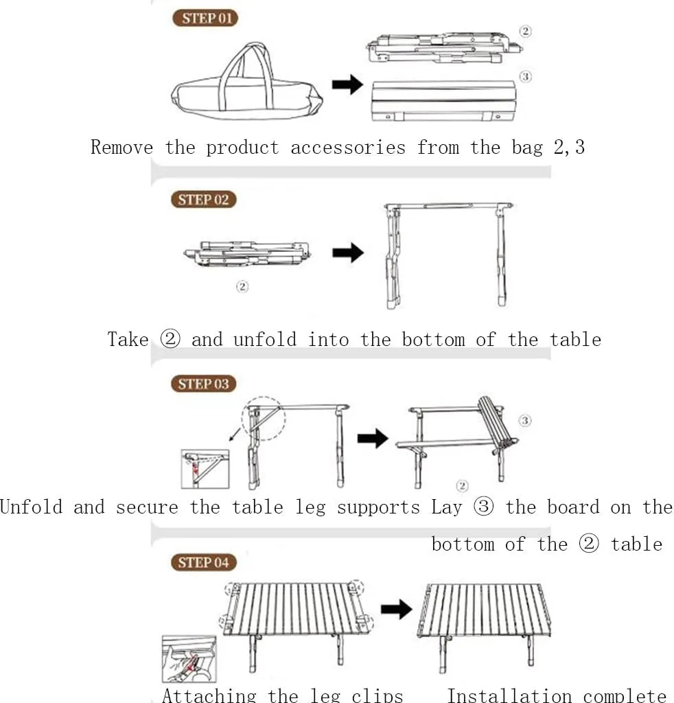 Folding Camping Table Stable Lightweight Aluminum Roll-up Table Outdoor Picnic Backyard Party Side Table