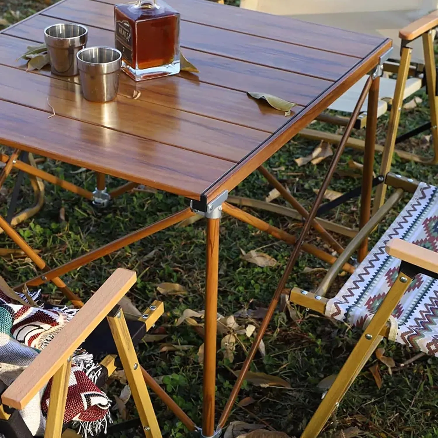 Folding Camping Table That Fold Up Lightweight, Aluminum Portable Picnic Table with Carrying Bag for Outdoor Picnic, BBQ and Party (Color : A)