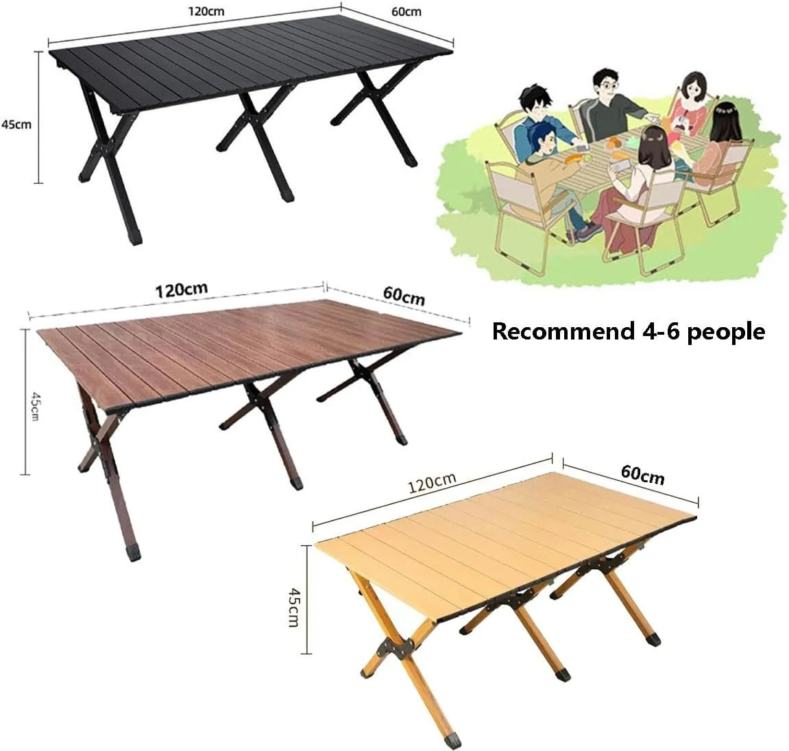 Folding Camping Table Travel Table Folding Table，Portable Roll Up，for Hiking, Fishing, Beach, Cooking，Picnic，Garden BBQ