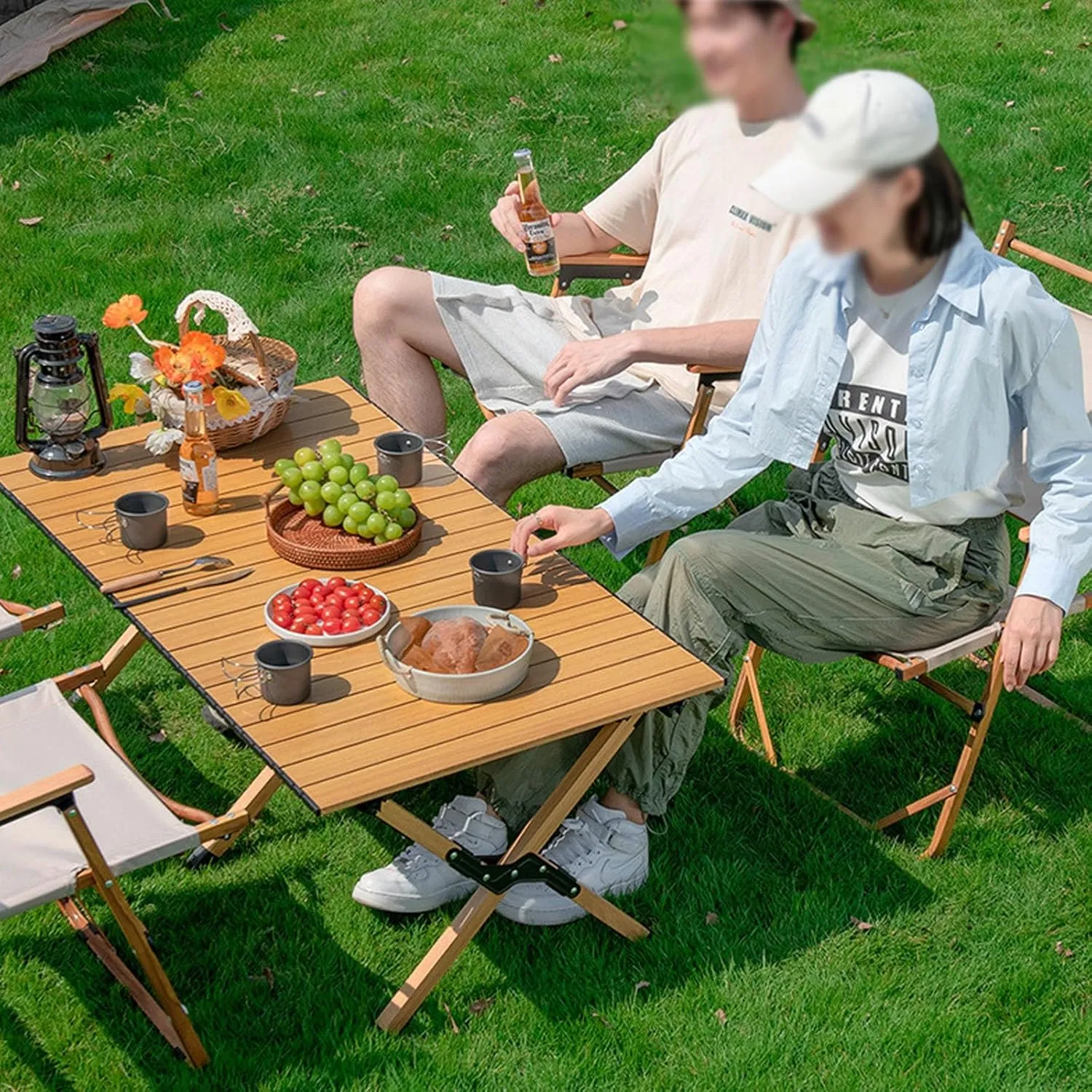 Folding Camping Table Travel Table Folding Table，Portable Roll Up，for Hiking, Fishing, Beach, Cooking，Picnic，Garden BBQ
