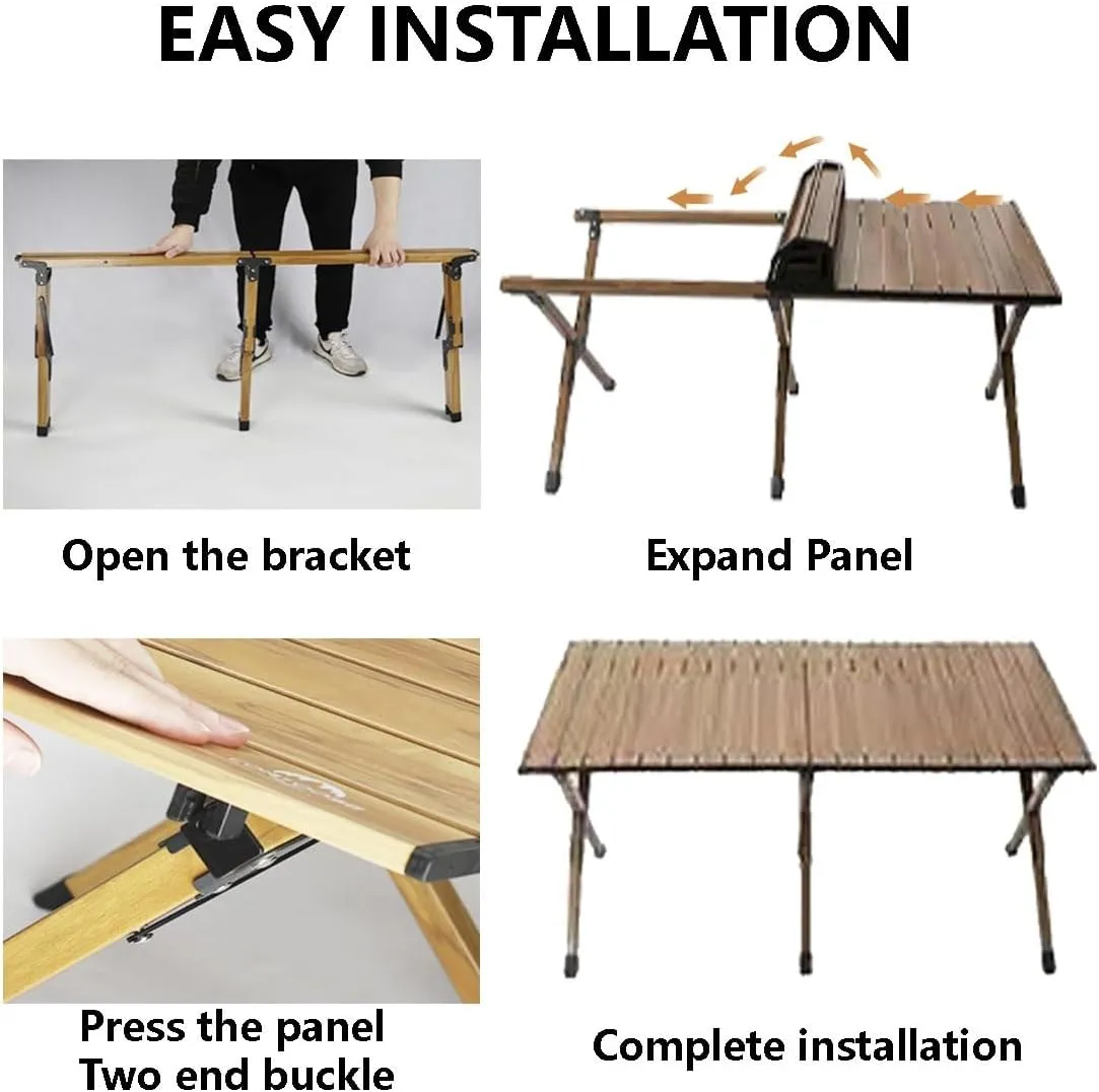 Folding Camping Table Travel Table Folding Table，Portable Roll Up，for Hiking, Fishing, Beach, Cooking，Picnic，Garden BBQ