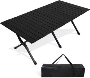 Folding Camping Table with Carry Bag Lightweight Roll-Up Table Aluminum Folding Camp Table That Fold Up Portable Beach Table for Hiking BBQ Party