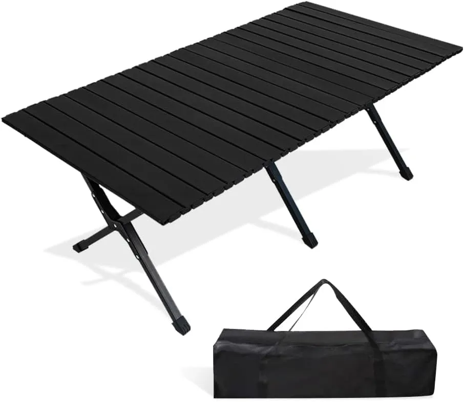 Folding Camping Table with Carry Bag Lightweight Roll-Up Table Aluminum Folding Camp Table That Fold Up Portable Beach Table for Hiking BBQ Party