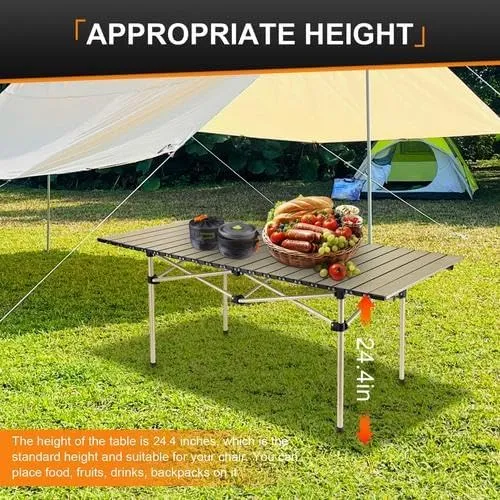 Folding Camping Table with Storage, Lightweight Portable Camping Table Matte Texture for Camping Tailgating Picnic Backyard Use