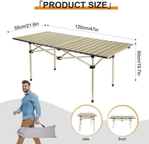 Folding Camping Table with Storage, Lightweight Portable Camping Table Matte Texture for Camping Tailgating Picnic Backyard Use