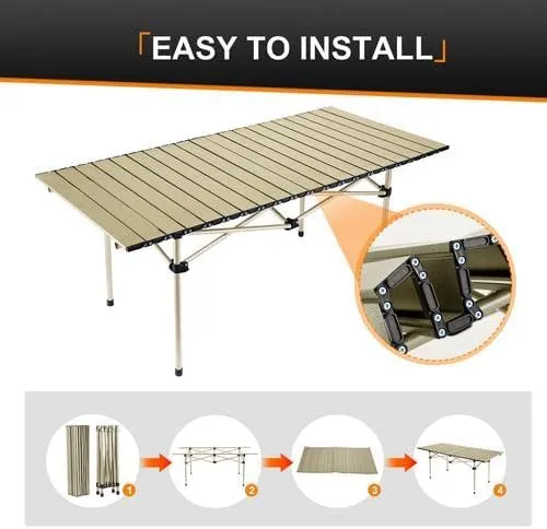 Folding Camping Table with Storage, Lightweight Portable Camping Table Matte Texture for Camping Tailgating Picnic Backyard Use