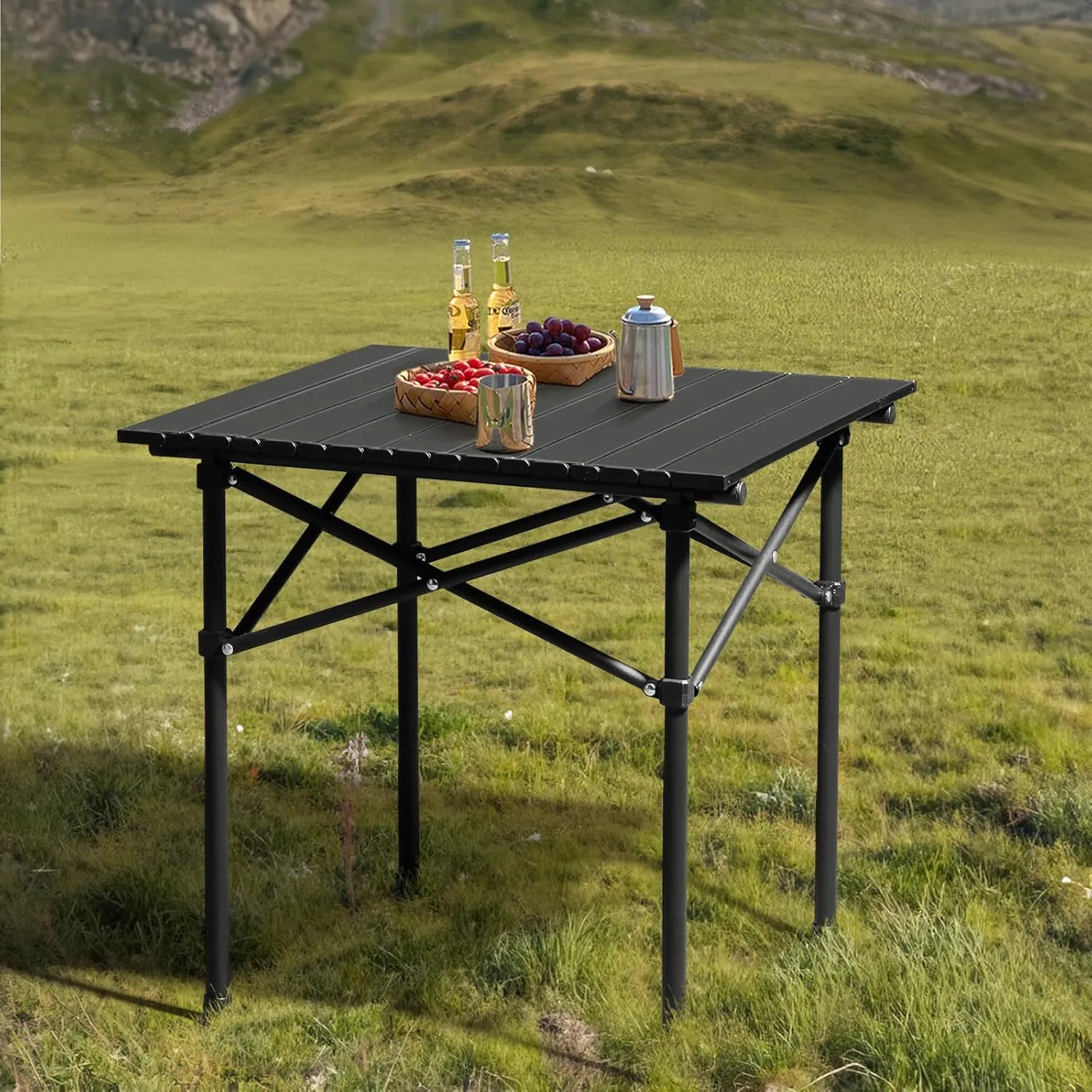 Folding Camping Table,Portable Table for 2-4 Persons, Folding Camping Table -Collapsible Table Lightweight with Carry Bag for Camping, Hiking, Picnics, BBQ, Beach Trips