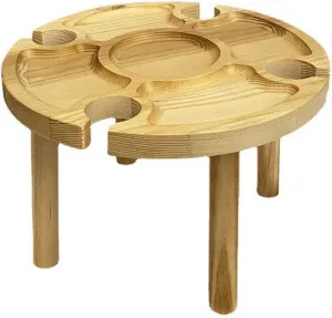 Folding Camping Tables Wooden Outdoor Wine Table Folding Picnic-Table with Glass Holder Wine Glass Rack Outdoor Portable Picnic Folding Table
