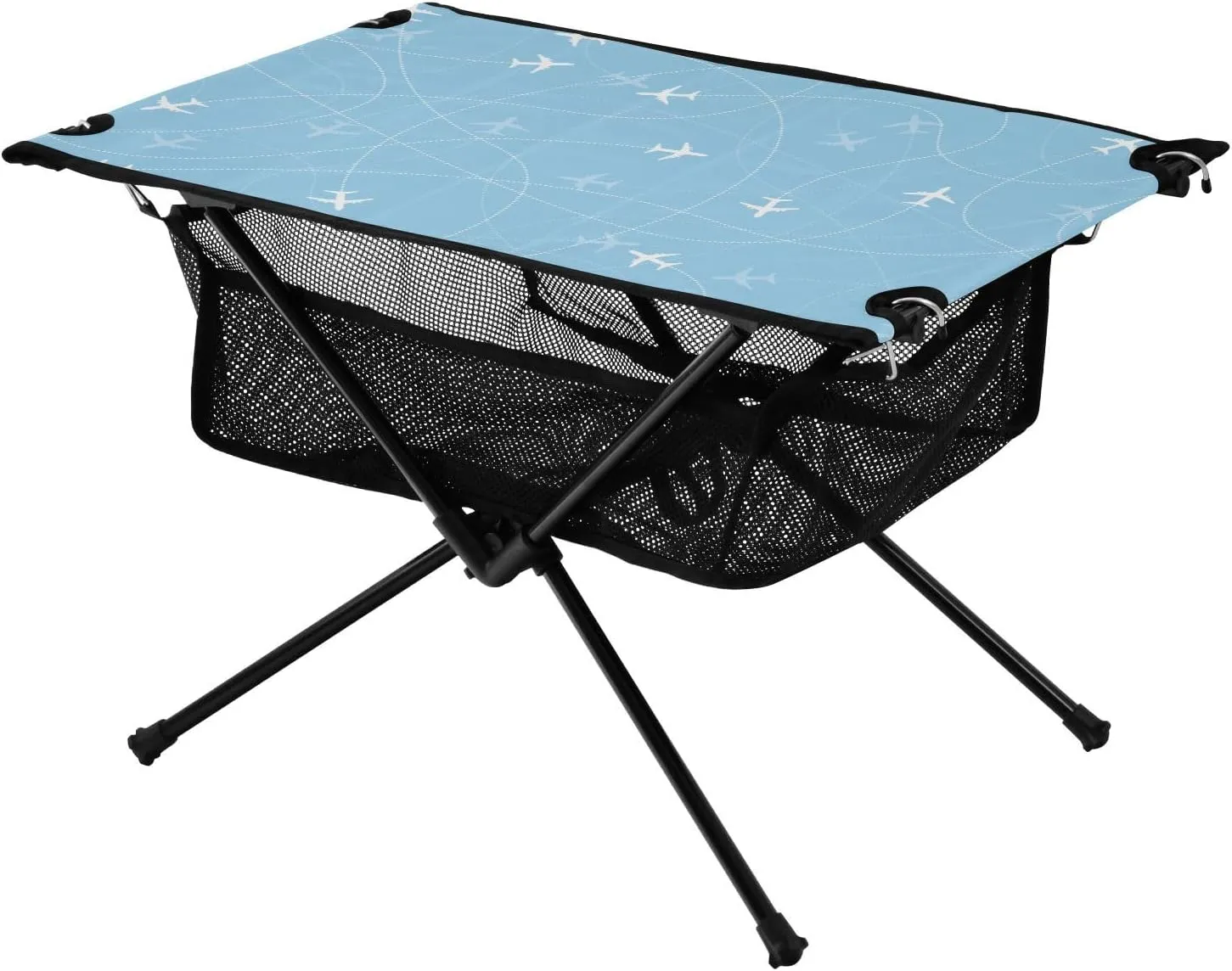Folding Coffee Table Airplane Blue Compact Expandable Portable Drink Table with Storage Bag for Outdoor Dining Cooking Picnic