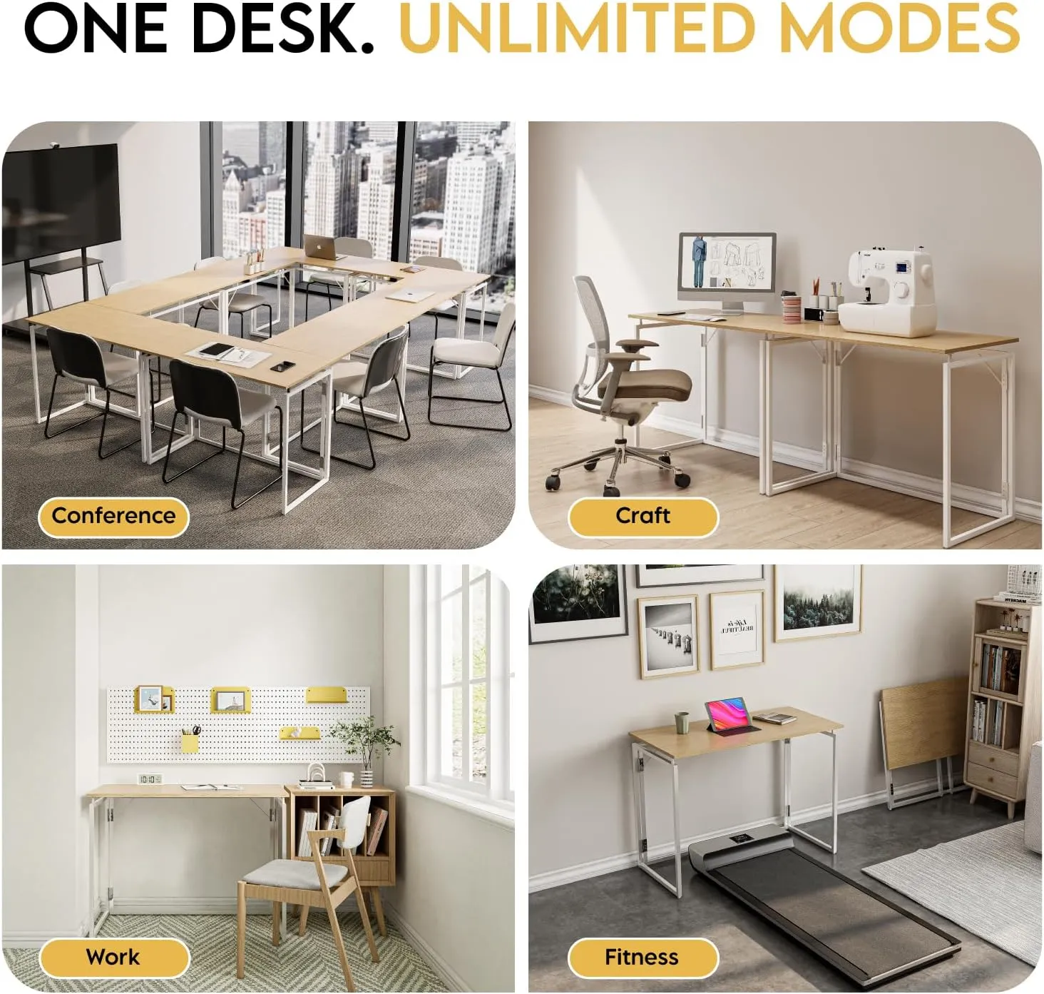 Folding Desk 40 Inch - Small Foldable Desk for Small Space Minimalist, Space Saving Collapsible Compact Desk Portable Table for Craft, Writing, Study and Work (No Assembly Required)