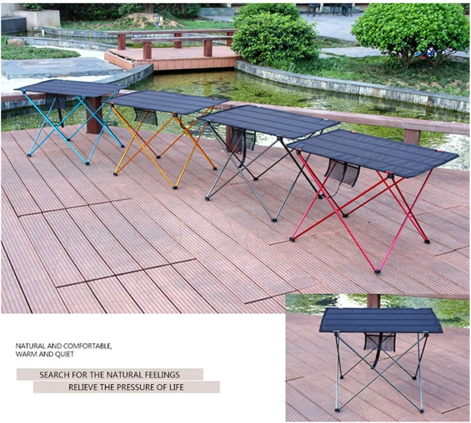 Folding Dining Table Aluminium Alloy Ultra Light Folding Desk Portable Foldable Table Camping Outdoor Fur Computer Bed Tables Picnic (Color : Blue)