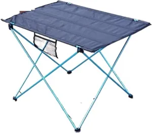 Folding Dining Table Aluminium Alloy Ultra Light Folding Desk Portable Foldable Table Camping Outdoor Fur Computer Bed Tables Picnic (Color : Blue)