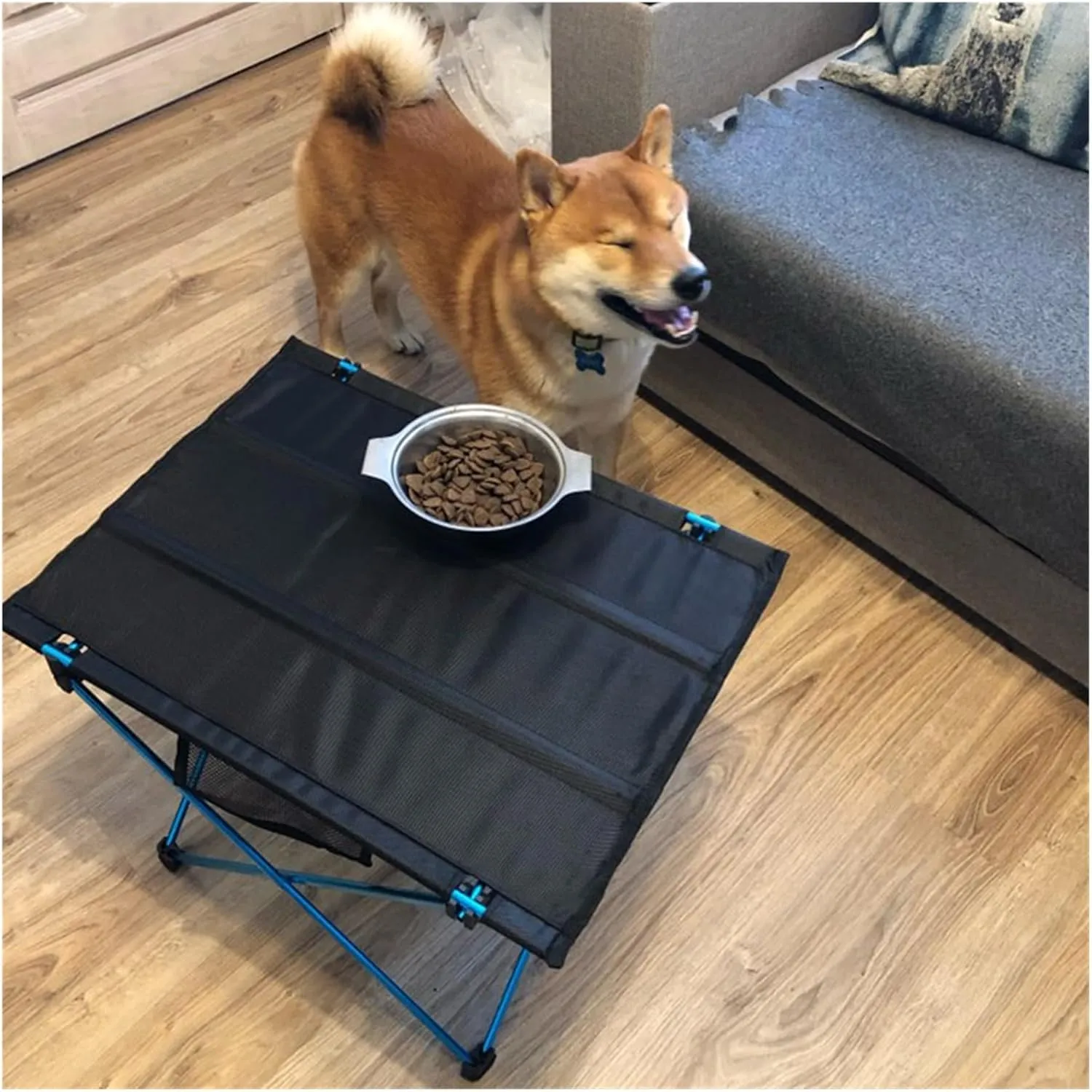 Folding Dining Table Aluminium Alloy Ultra Light Folding Desk Portable Foldable Table Camping Outdoor Fur Computer Bed Tables Picnic (Color : Blue)