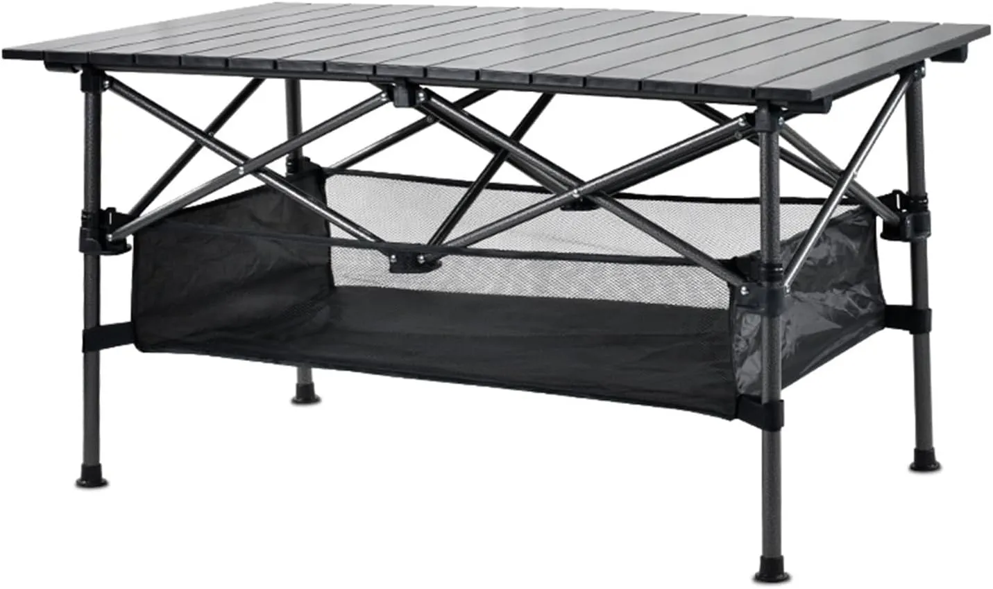 Folding Dining Table Aluminum Alloy Folding Table Tourist Portable Lightweight Backpacking Desk Supplies Outdoor Camping Equipment Nature Hike, L94xw55xh50cm
