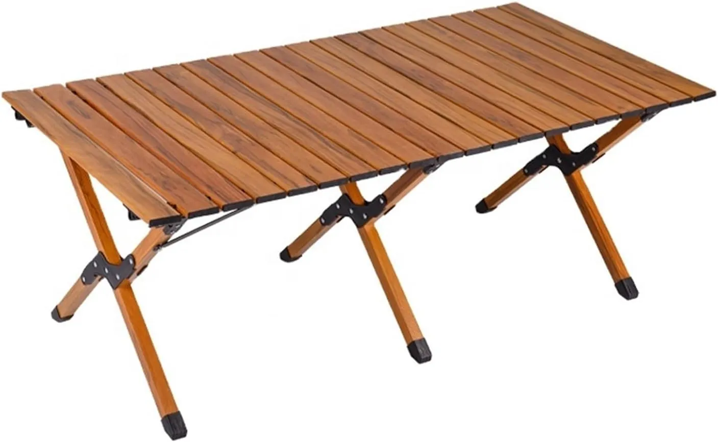 Folding Dining Table Aluminum Camping Picnic Egg Roll Camping Chair Outdoor Folding Table Portable (Color : Khaki-M)