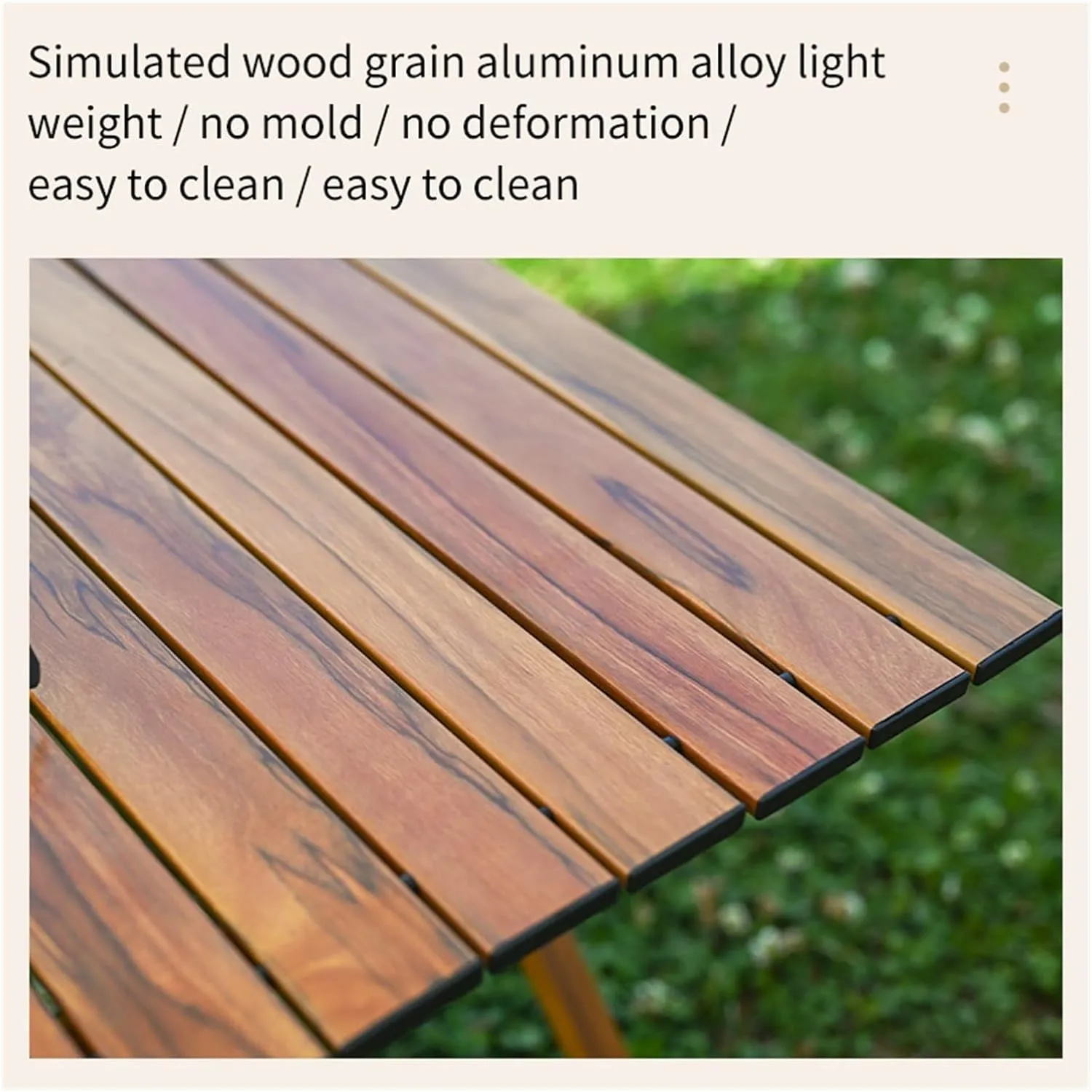 Folding Dining Table Aluminum Camping Picnic Egg Roll Camping Chair Outdoor Folding Table Portable (Color : Khaki-M)