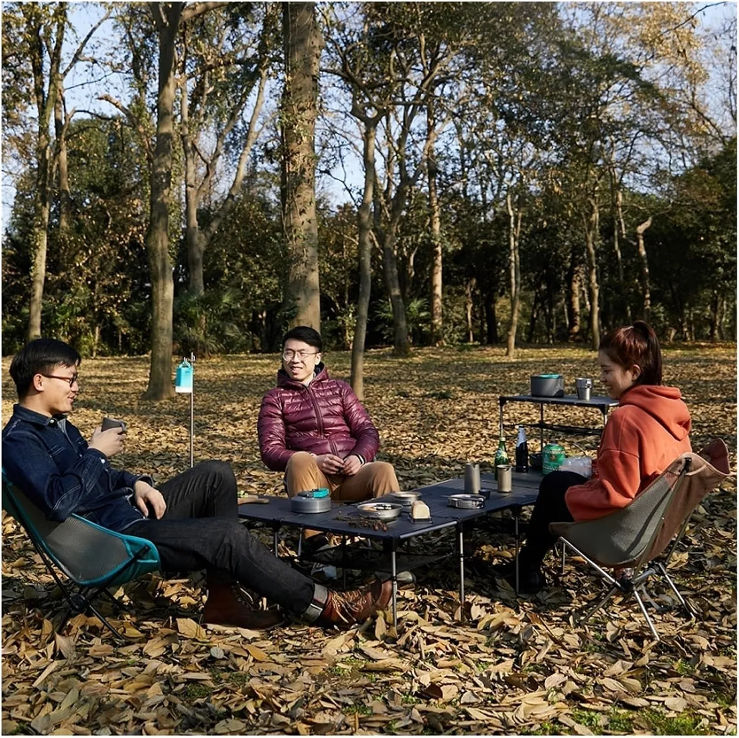Folding Dining Table Lightweight Rain-Proof Detaable Outdoor Camping Desk Aluminum Alloy Folding Table Portable Picnic Fishing Beer Table (Color : Two Table Sets)