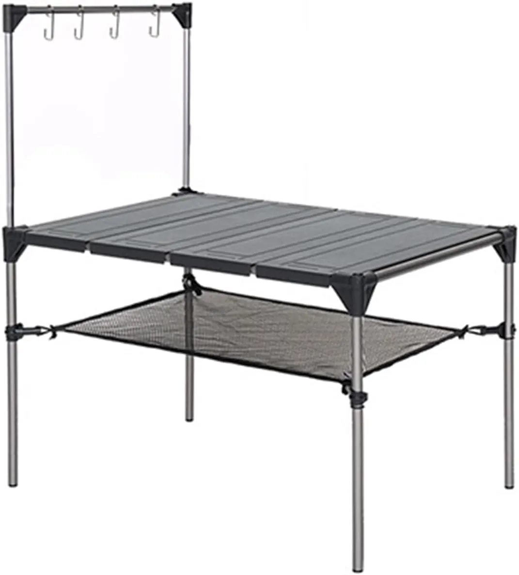 Folding Dining Table Lightweight Rain-Proof Detachable Outdoor Camping Desk Aluminum Alloy Folding Table Portable Picnic Fishing Beer Table (Color : with Rack)