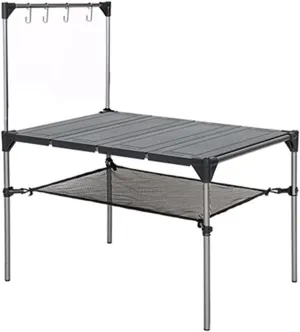 Folding Dining Table Lightweight Rain-Proof Detachable Outdoor Camping Desk Aluminum Alloy Folding Table Portable Picnic Fishing Beer Table (Color : with Rack)
