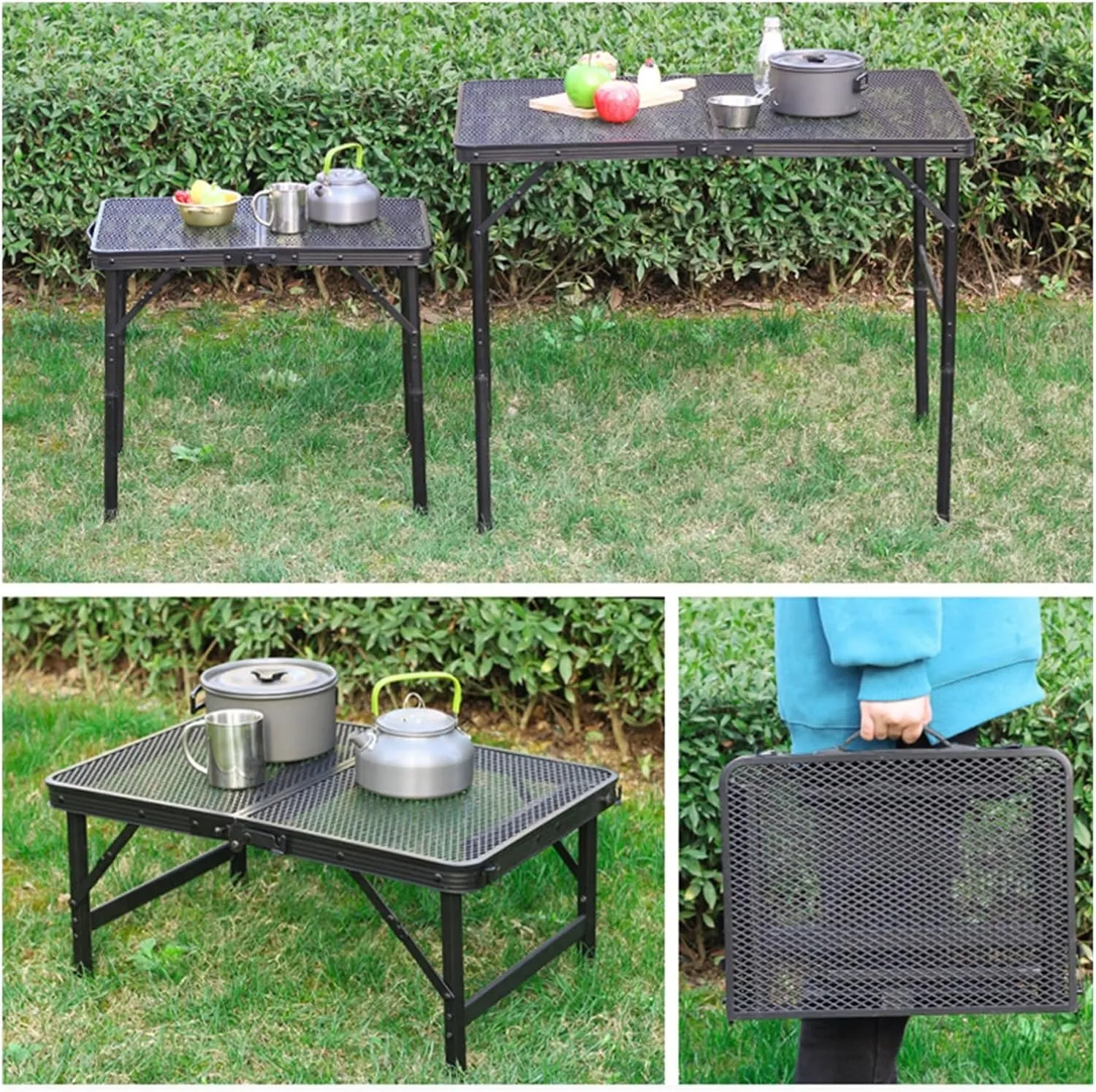 Folding Dining Table Lightweight Waterproof Barbecue Table Travel Tour Portable Outdoor Folding Mesh Table Camping (Color : 60-40-42cm)