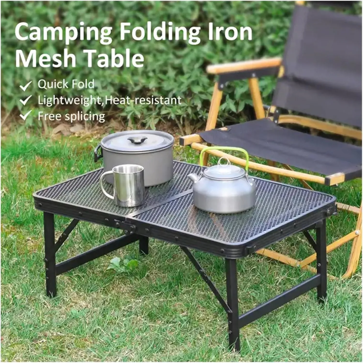 Folding Dining Table Lightweight Waterproof Barbecue Table Travel Tour Portable Outdoor Folding Mesh Table Camping (Color : 60-40-42cm)