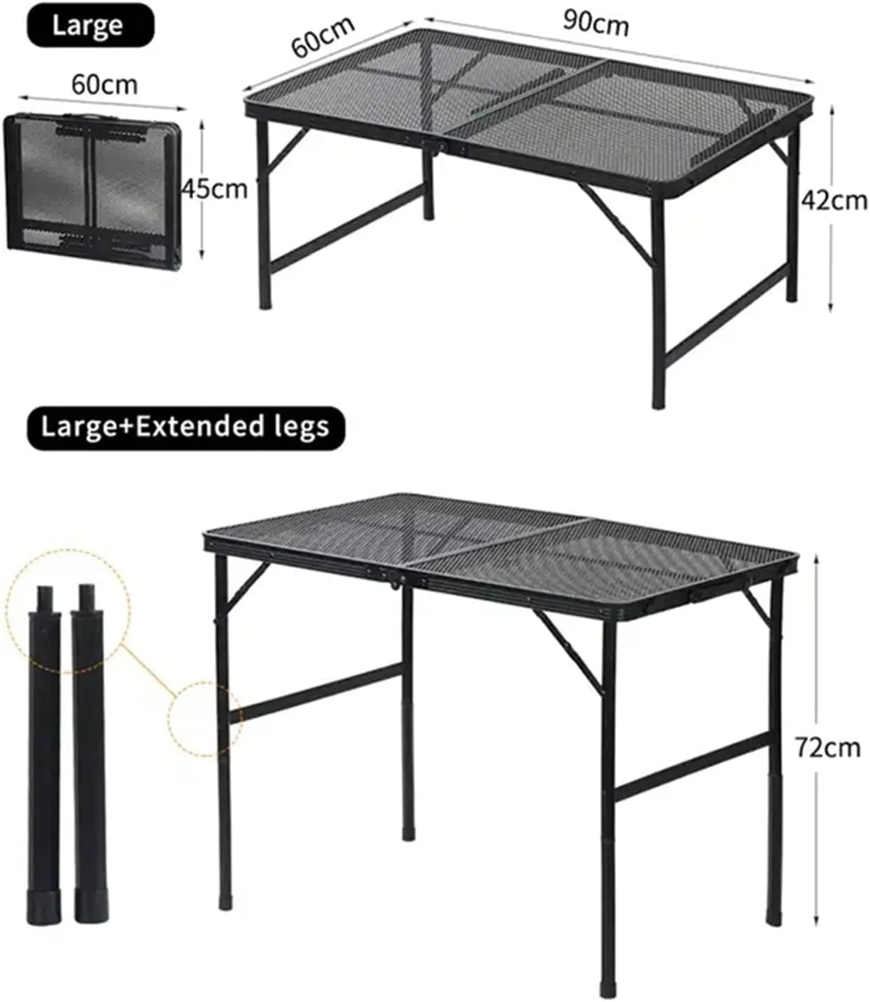 Folding Dining Table Lightweight Waterproof Barbecue Table Travel Tour Portable Outdoor Folding Mesh Table Camping (Color : 60-40-42cm)