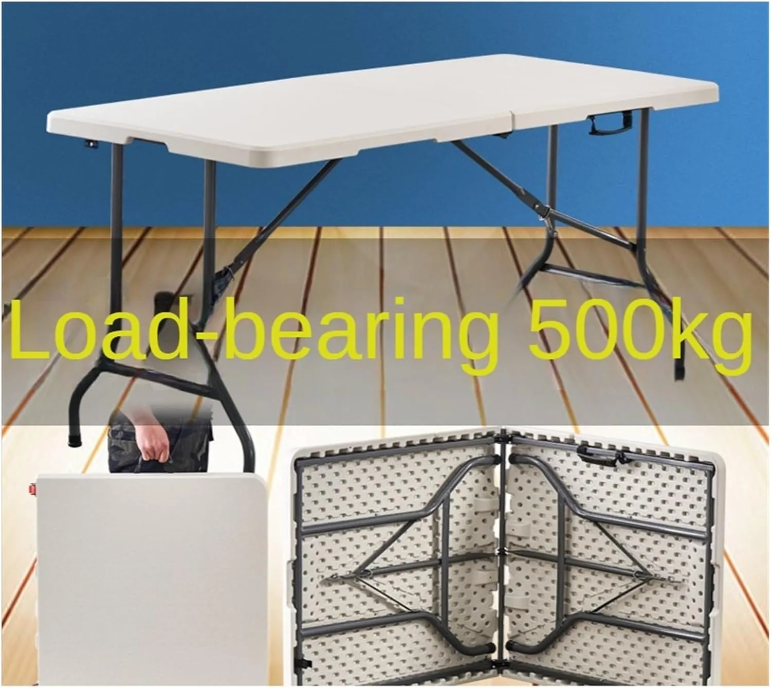 Folding Dining Table Outdoor Folding Conference Table Foldable Camping Table Outdoor Camping Folding Table Portable Office Stall Long Table (Color : 1.2m Green)