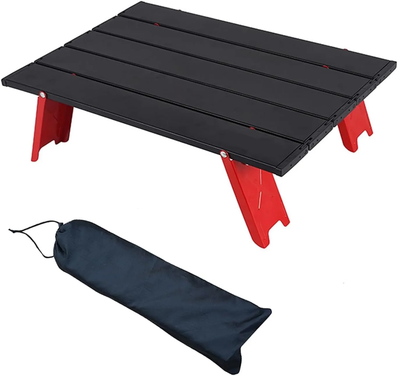 Folding Dining Table Outdoor Tables for Beach Garden Camping Fishing Hiking Desk Folding Picnic Table Mini Lightweight Backpacking Portable (Color : Black and Red)