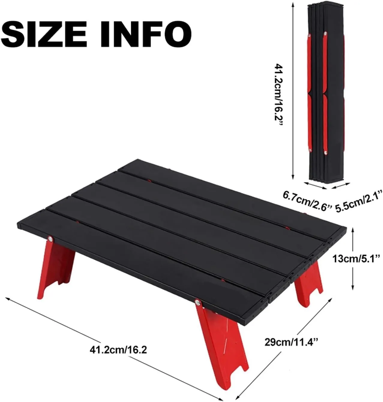 Folding Dining Table Outdoor Tables for Beach Garden Camping Fishing Hiking Desk Folding Picnic Table Mini Lightweight Backpacking Portable (Color : Black and Red)