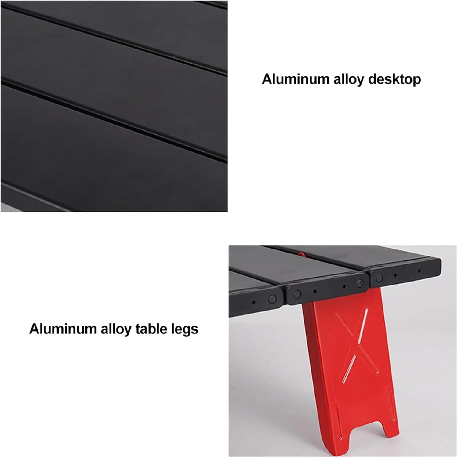 Folding Dining Table Outdoor Tables for Beach Garden Camping Fishing Hiking Desk Folding Picnic Table Mini Lightweight Backpacking Portable (Color : Black and Red)