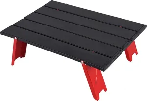 Folding Dining Table Outdoor Tables for Beach Garden Camping Fishing Hiking Desk Folding Picnic Table Mini Lightweight Backpacking Portable (Color : Black and Red)