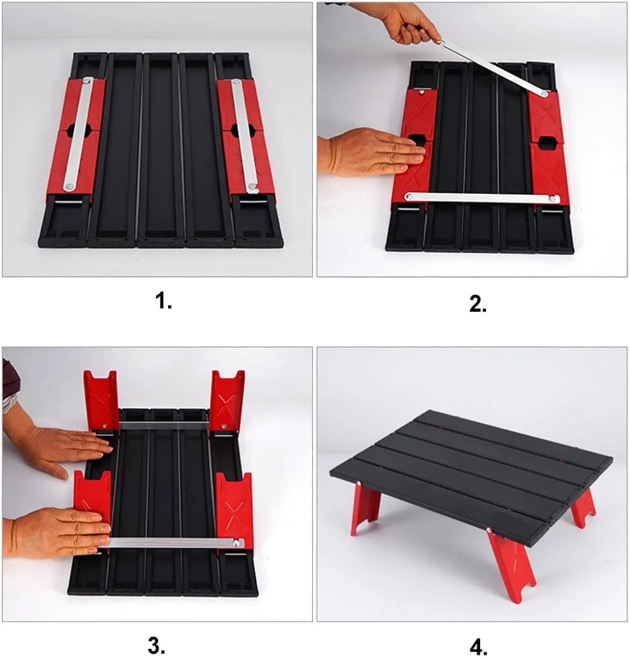 Folding Dining Table Outdoor Tables for Beach Garden Camping Fishing Hiking Desk Folding Picnic Table Mini Lightweight Backpacking Portable (Color : Black and Red)