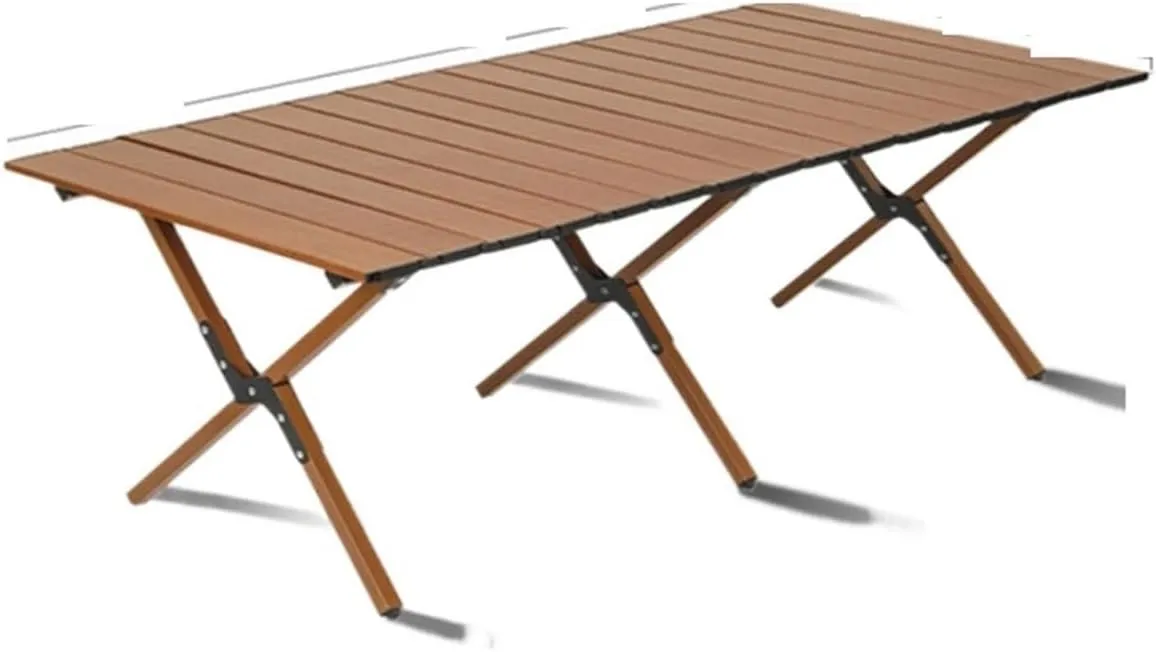 Folding Dining Table Portable Aluminum Alloy Egg Roll Table Camping Folding Table Picnic Table Camping Outdoor Camping Tables and airs Folding (Color : Walnut 60CM)