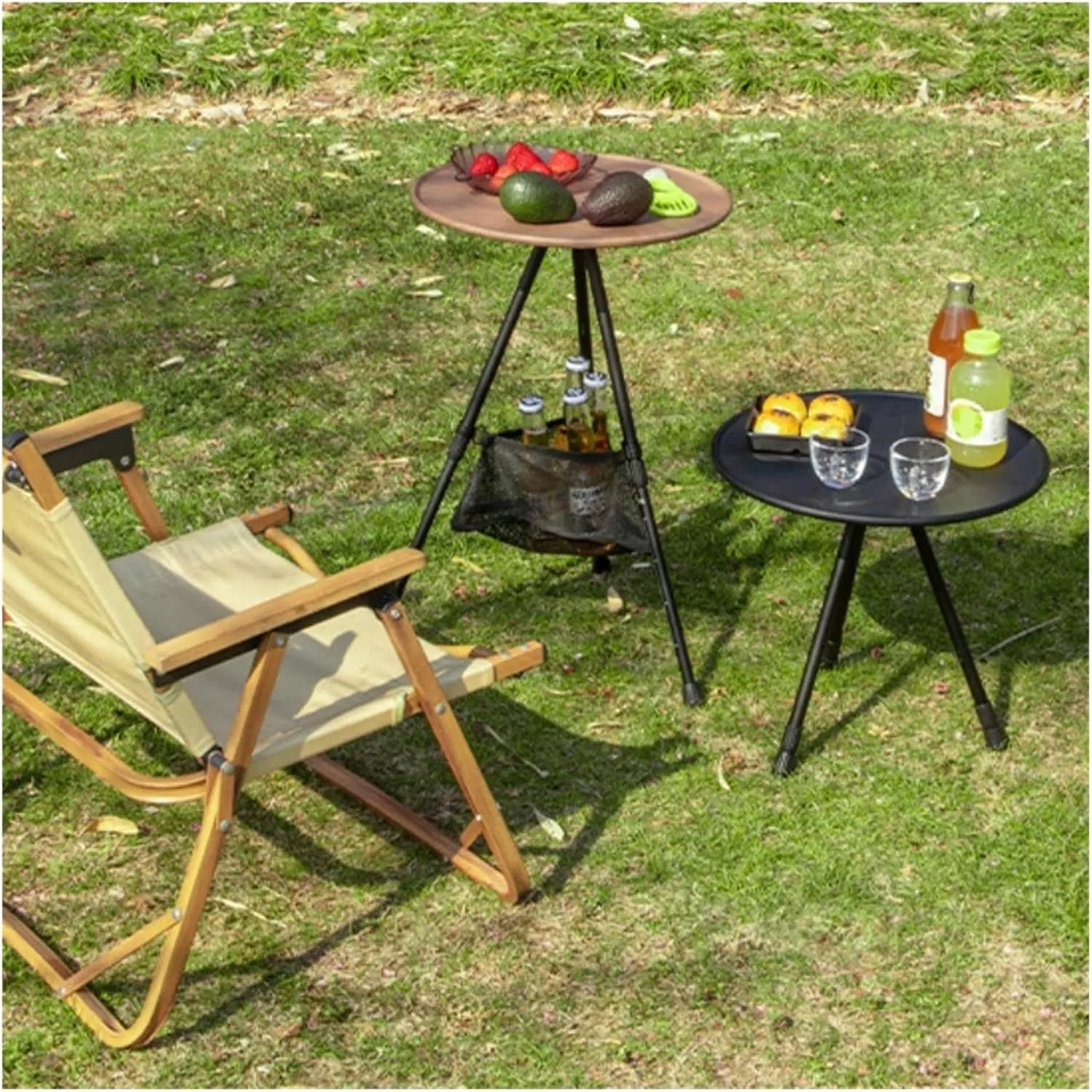 Folding Dining Table Ultra-Light Coffee Table Folding Min Round Table Outdoor Aluminum Alloy Table Portable Dining Picnic Table Camping,Net Bag-Net Bag