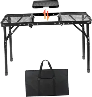 Folding Grill Table Camp Table Multipurpose Outdoor Furniture Lightweight Height Adjustable Camping Table for Beach Backyard