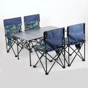 Folding Picnic Table and Chairs Set, Portable Camping Table and Chairs Outdoor Indoor Use for BBQ Picnic Garden Parties,Black