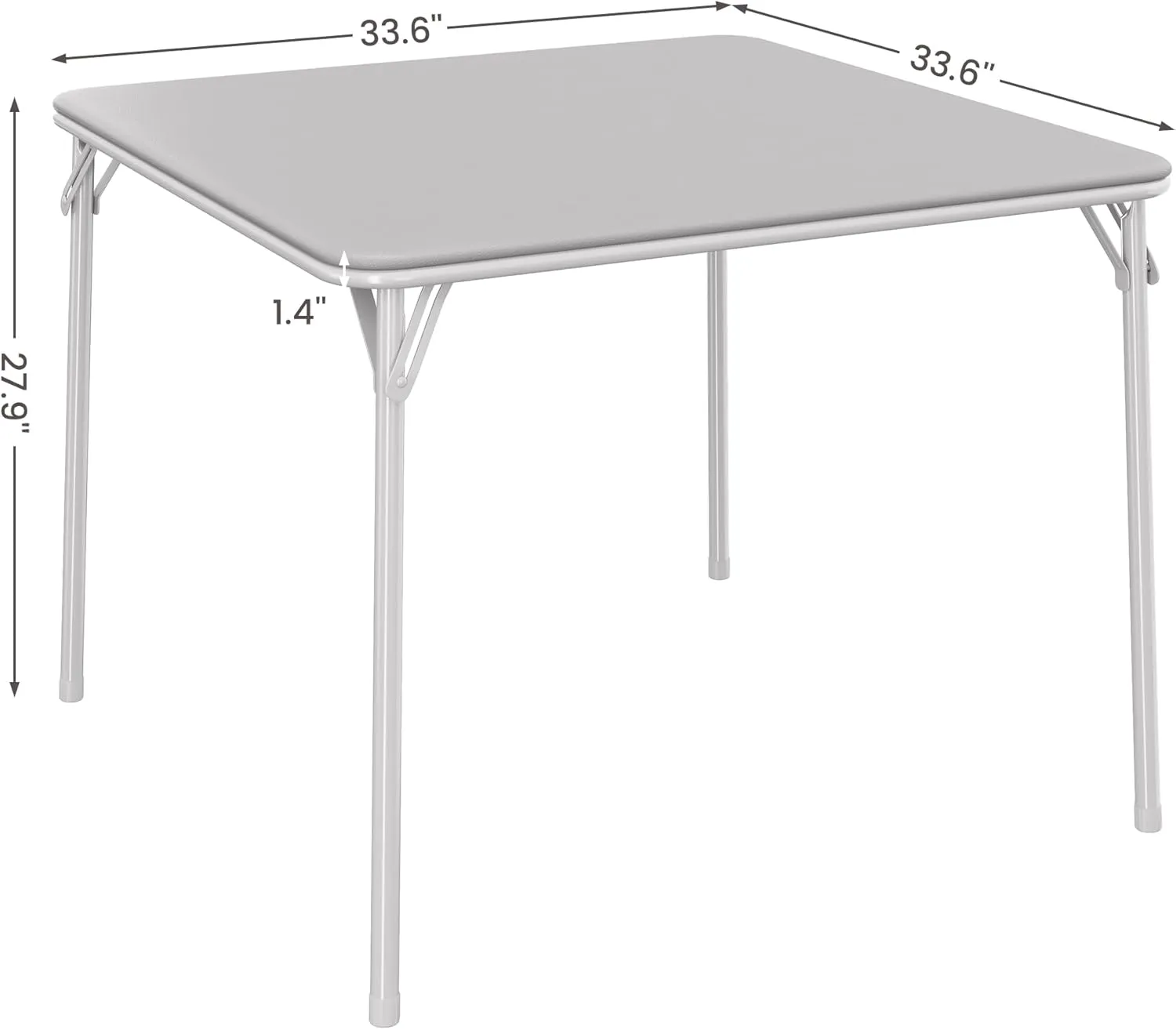 Folding Portable Card Table and Foldable Chair Set of 5, Pu Upholstered Foldable Chairs and Table With Metal Frame, Folding Table and Chair Suitable for Dining Room, Living Room, Office, Camping-Grey