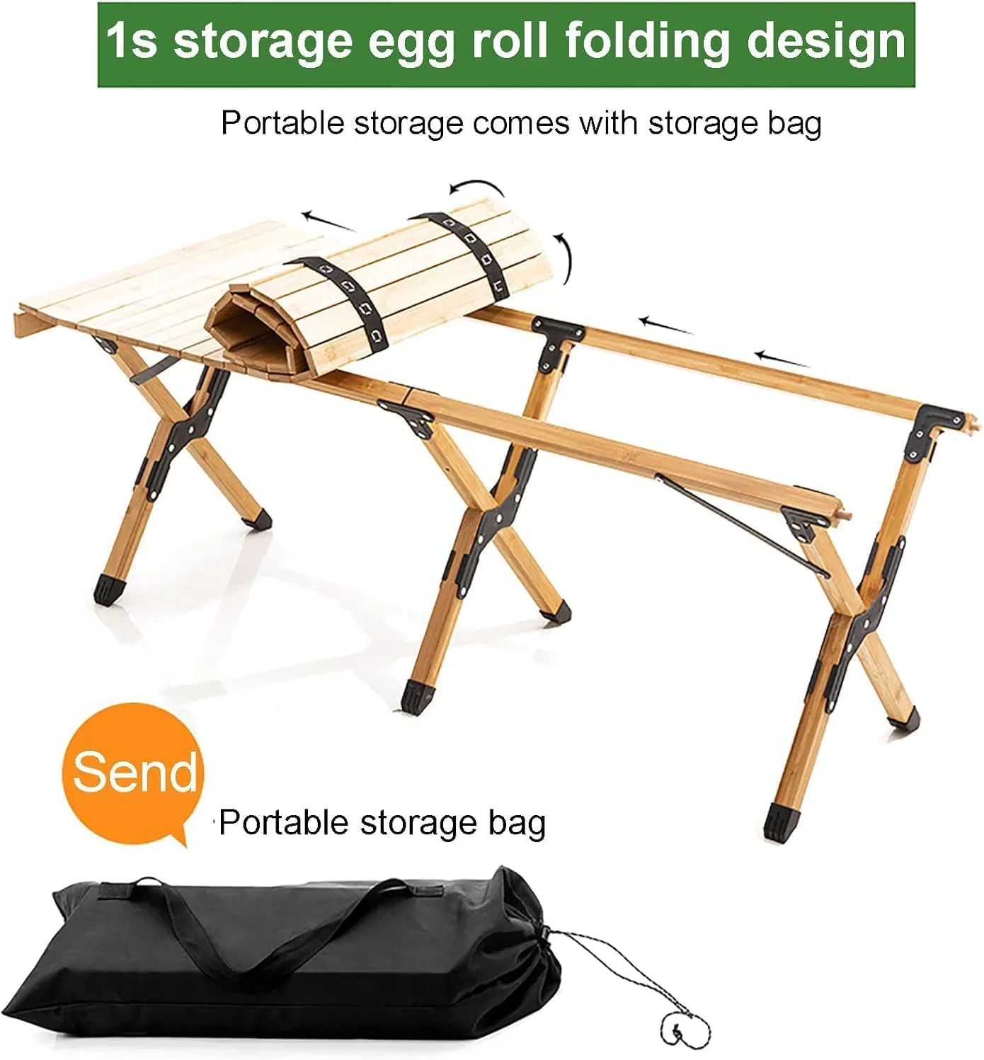 Folding Portable Lightweight Camping Table and Chair, Lightweight Roll-Up Table Aluminum Low Portable Picnic Table with Carrying Bag for Outdoor, Beach, Picnic, Backyards, BBQ and Party