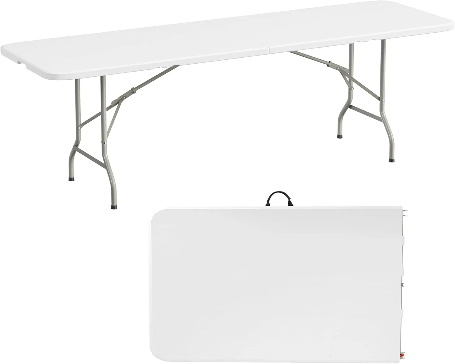 Folding Table, 8 Feet Heavy Duty Fold-in-Half Utility Table Indoor Outdoor for Camping, Picnic, Party