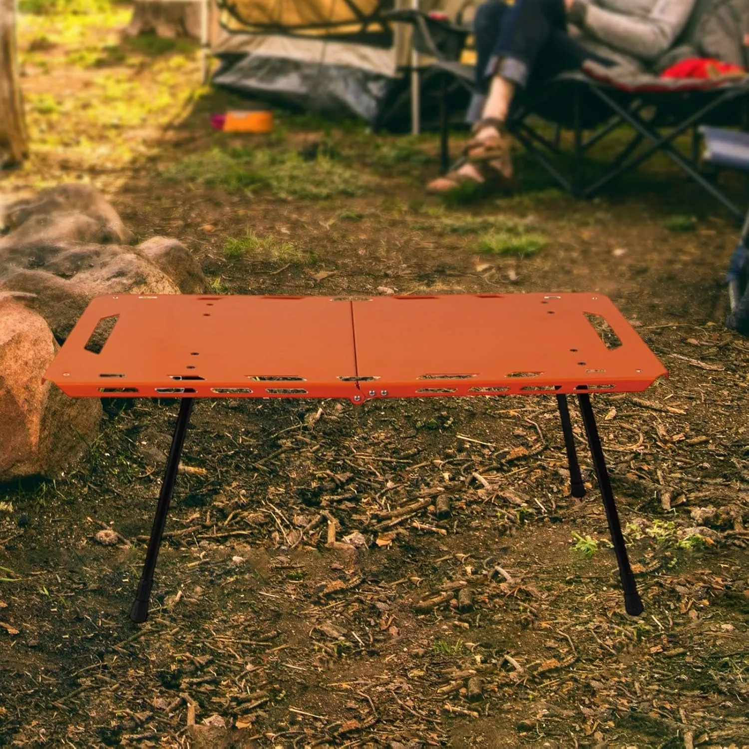 Folding Table Adjustable Height Beach Table Portable Outdoor Table Camping Table for Patio Travel Backpacking BBQ Yard