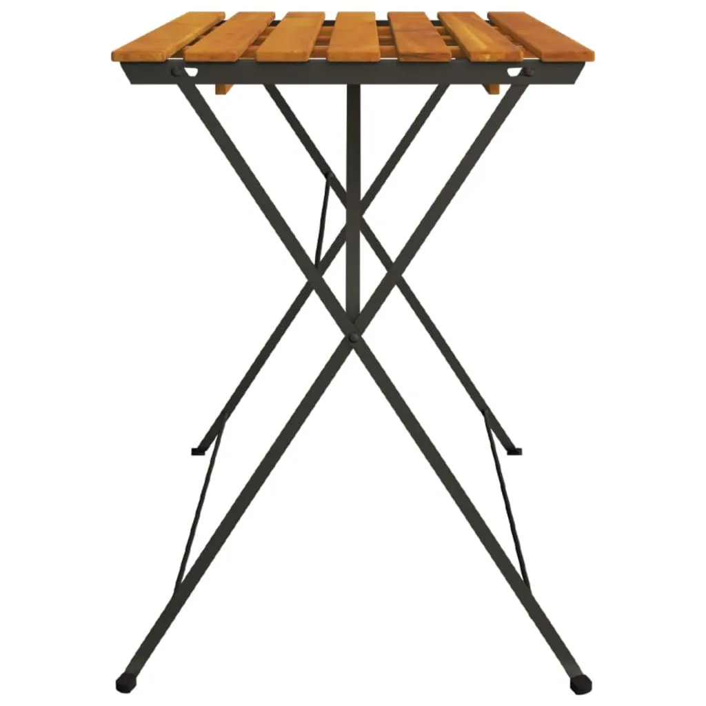 Folding Table Bistro Table for Balcony Solid Wood Acacia and Steel