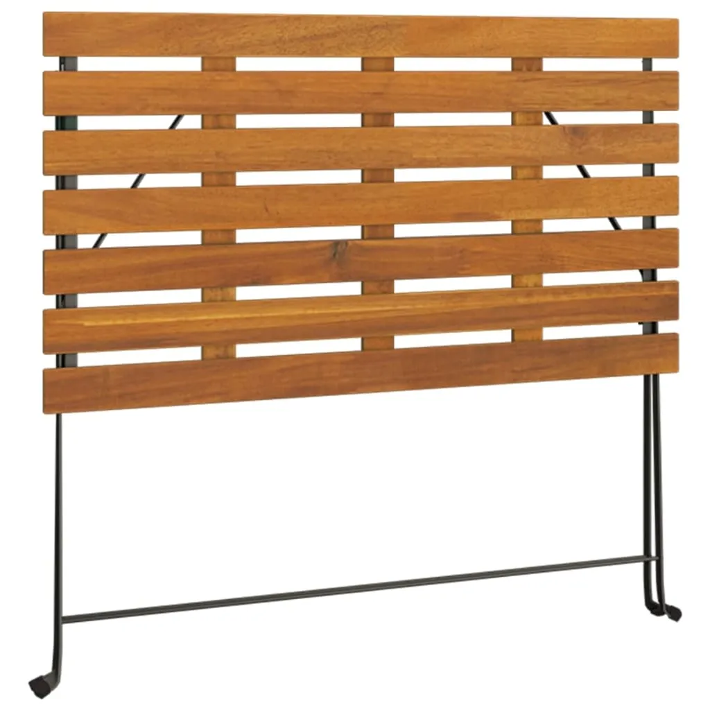 Folding Table Bistro Table for Balcony Solid Wood Acacia and Steel