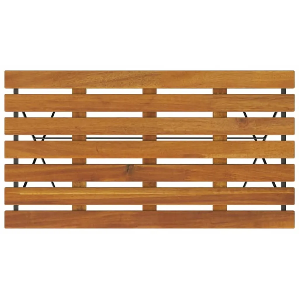 Folding Table Bistro Table for Balcony Solid Wood Acacia and Steel