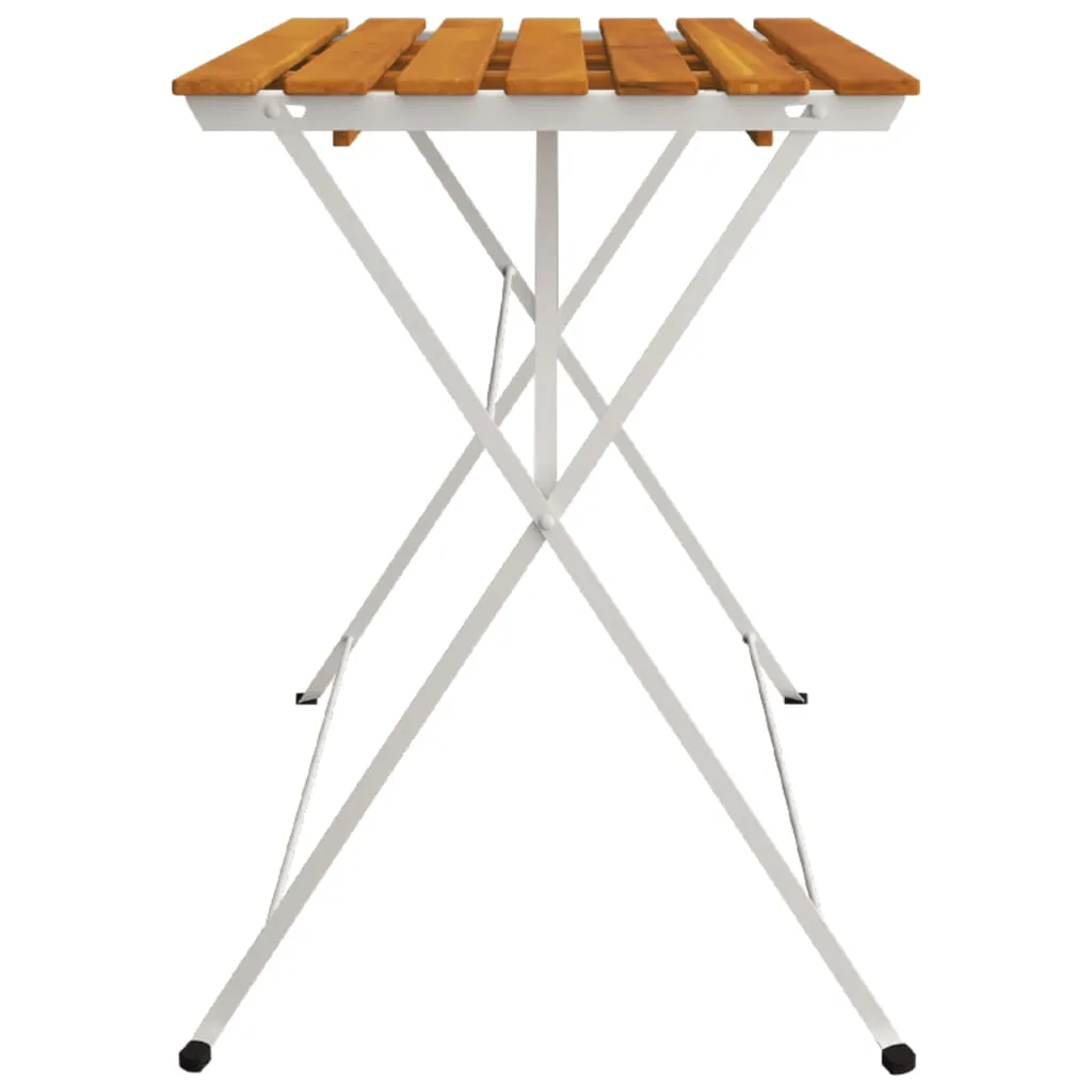 Folding Table Bistro Table for Balcony Solid Wood Acacia and Steel