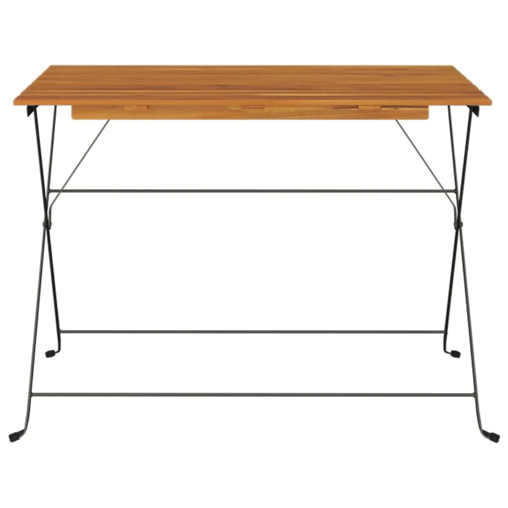Folding Table Bistro Table for Balcony Solid Wood Acacia and Steel