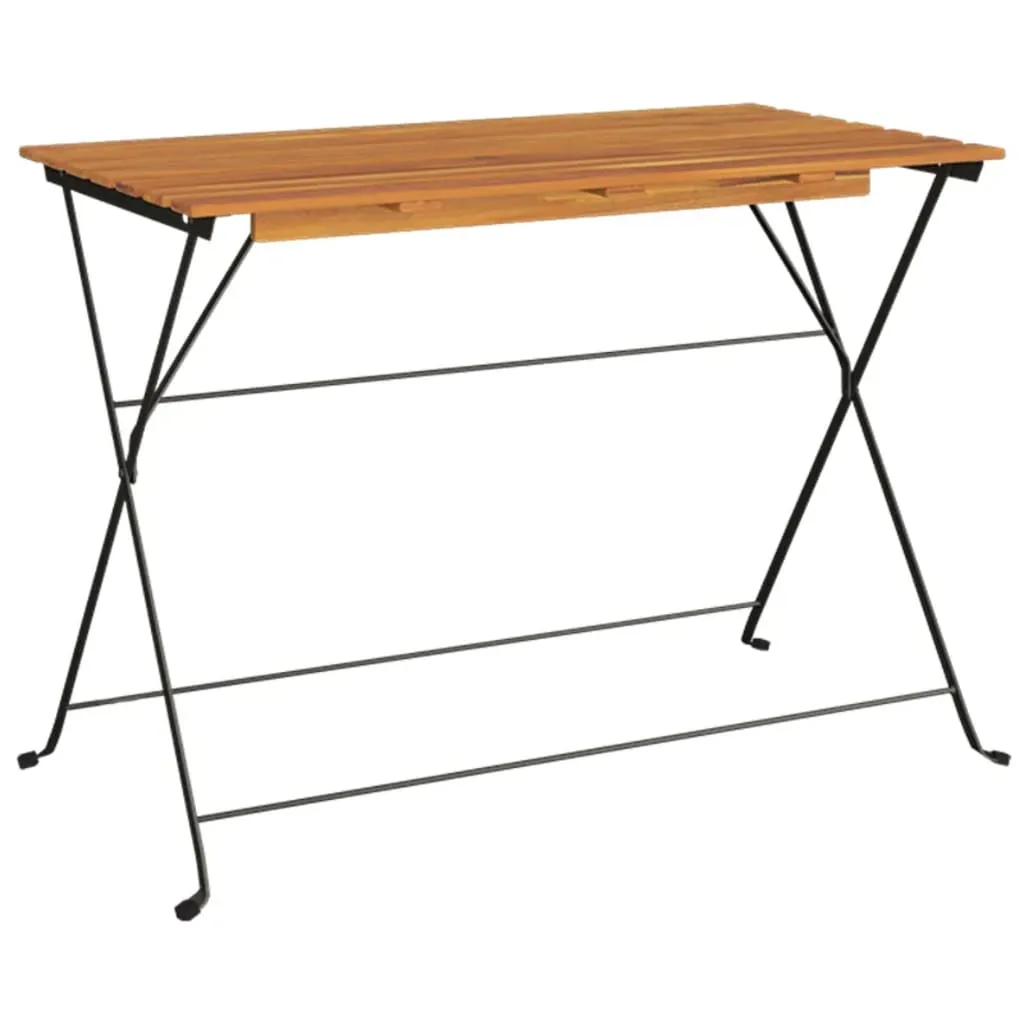 Folding Table Bistro Table for Balcony Solid Wood Acacia and Steel